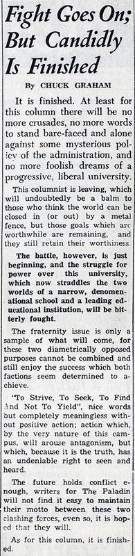 Column in The Paladin, Furman University&#039;s student newspaper