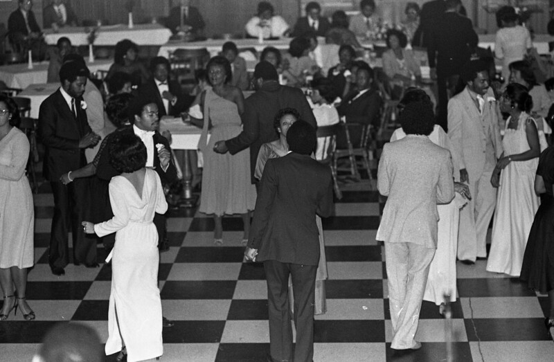 Students dancing at the 1981 Black Ball in Evans Hall.